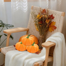 8-Inch Yellow Pumpkin Plush Throw Pillow - Thanksgiving & Fall Decor, Soft Cushion Toy for Kids, Home Sofa Bedroom Decoration, Holiday Gift Yellow