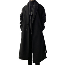 Herre Urban Trenchcoat Herre Mellemlang Anorakfrakke i Uldblanding til Efterår Vinter Vindtæt Varm