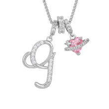 Colorful Rose Heart Letter Necklace, Personalized Anniversary Gift Jewelry, Custom Initial Pendant Necklace for Women Valentine's Day Birthday