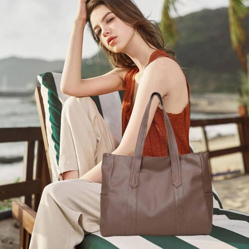 Γυναικεία τσάντα Tote Crossbody με δυνατότητα μετατροπής – Vegan δέρμα, καφέ σοκολάτας,