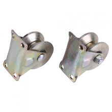 Brrnoo V-vormig wiel met beugel, 2 stuks, 2 V-vormige wielrails met beugel voor schuifpoorten, stalen schuifpoortrol, V-vormig wiel met beugel