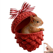 1-Piece Red Pinecone Animal Ornament, Cozy Forest Design 2D Acrylic Woodland Creature Decoration for Christmas Home Decor