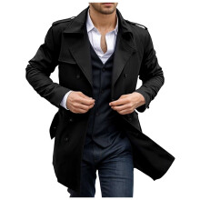 Herrklassisk trenchcoat Lång, dubbel trenchcoat för män, avslappnad för vår och höst, lätt anorakjacka för utomhusbruk