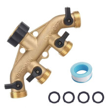 Brass Hose Splitter with Full Port Ball Valves 2-Way