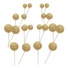 Glitter-Filled Cake Balls Golden Decoration 20 Pieces