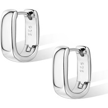 925 Sterling Silver Small Chunky Huggie Hoop Earrings for Women – Hypoallergenic, Trendy Jewelry Gift