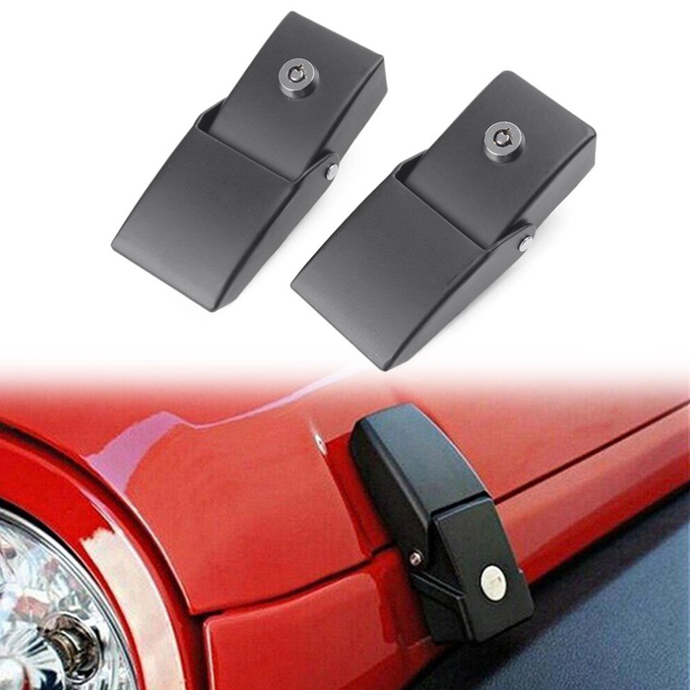 Hood Latch Kit For Jeep Wrangler 20072017 Jk Unlimited, Metal Catch With Secure Lock And Offroad Style Black 9330225095422