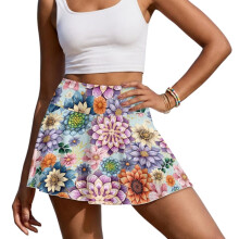 Boho Mandala Flower Women Golf Skorts Comfortable Women's Athletic Golf Skorts Skirts with Pockets Fashion Mini Skirts for Workout Pickleball Size L