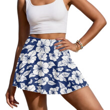 Blue Hibiscus Womens Tennis Skirt Stretchy Running Sports Pickleball Skirt Inner Shorts Women's Mini Tennis Skirt with Pockets for Workout Sports
