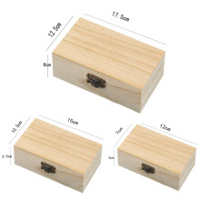 1/3pcs Log Color Scotch Plain Wood Wooden Square Hinged Storage Boxes Craft Gift Box Handmade Case Box Storage Organization