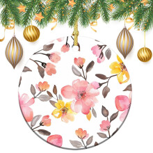 Ceramic Christmas Ornament Yellow Pink Watercolor Floral