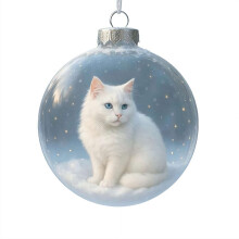 Clear 3D Cat Christmas Ornament, Shatterproof Plastic, 1