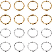 1 Box 80PCS 20mm Alloy Circle Bead Frame Spacer Beads Silver Gold Double Hole Round Link Ring Bezel Hollow Connector Frames Bead DIY