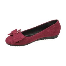 Vinrøde damesko med slip-on, flade sko, sløjfedetaljer, blød sål, let og behageligt, flot stof, 1 stk., størrelse 38Eu