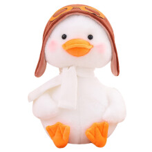Paperella di peluche a forma di aviazione con casco e sciarpa da aviatore, corpo morbido e coccoloso – Compagno ideale per i bambini, regalo
