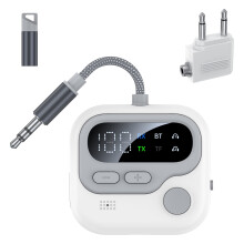 Bluetooth 5.4 adó/vevő, Dual-Link 2 fejhallgatóhoz, 2 az 1-ben repülőgép adapter, kompatibilis a 3,5 mm-es AUX otthoni/autós sztereó és