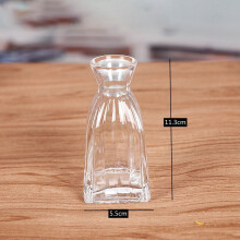 Modern Glass Vase Crystal Clear Glass Vase for Home Office Decor Set of 2(120ml,Square Vertical Bar)
