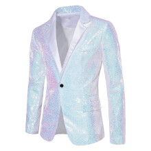 Men's 1 - Button Sequin Jacket Slim Notched Lapel For Dress/Tuxedo/Sport