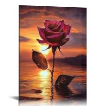 Red Rose Canvas Wall Art, Canvas Prints Wall Art for Living Room Bathroom Bedroom Office, Art Print Painting for Home Decorations - 16x20in