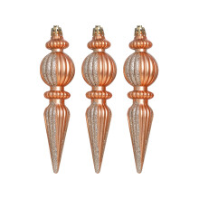 Elegant Rose Gold Christmas Tree Ornaments, 3-Pack Plastic Teardrop Baubles with Glitter | Compatible with Xmas Tree, Home, Wedding & New Year