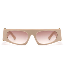Kreative unike solbriller, beige innfatning med rosa graderte linser
