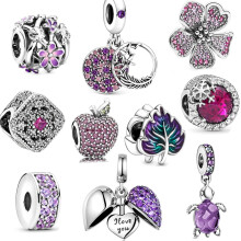 10 Pack Silver Spacer Beads Charms fit Bracelet DIY Bracelet CZ Pendant Set (J)