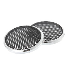 2Pieces 2inch Decorative Steel Mesh Car Speaker Protective Cover Cases Horn Guard Decorative Video Accessory Silver