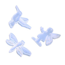 Moldes de silicone para criar pingentes com design de furo duplo, em formatos de beija-flor, libélula e menina. Reutilizáveis para diversos
