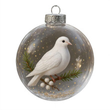 Hummingbird Christmas Ornament, Acrylic Cute Birds Christmas Glass Bauble Collection for Xmas Tree Memorial Gift, Family Holiday Decor