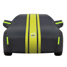 Waterproof Car Cover for Volvo C40 Recharge, All Weather Protection with Zipper and Cotton Lining, Black Yellow