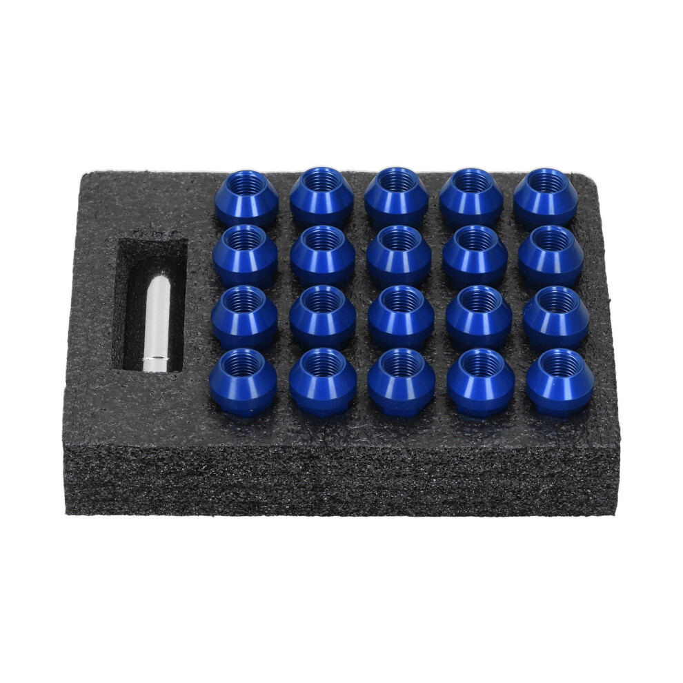 20Pcs M14x1.5 Aluminum Lug Nuts 2In Locking Thru Hole Blue 4621391420862