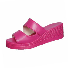 Pinkfarbene Damen-Keilsandalen, offener Zehenbereich, dicke Plateausohle, für drinnen und draußen – Passend für EU-Größe 41