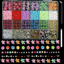3D Flower Nail Charms Kit: Metal Butterflies, Cherry Bows, Flatback Pearls – Y2K Nail Art DIY Accessories