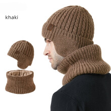 Women Men Winter Beanie Hats, Two Pieces Fleece Lined Knit Balaclavas Mask Set, Unisex Skull Neck Circle Scarf Ski Snow Hat