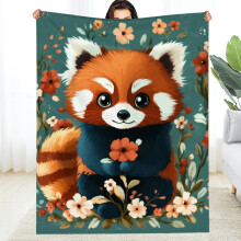 Cute Red Panda Pattern Flannel Blanket, Soft Warm 30x40in for Bed, Sofa, Travel, Camping – Multi-purpose Gift