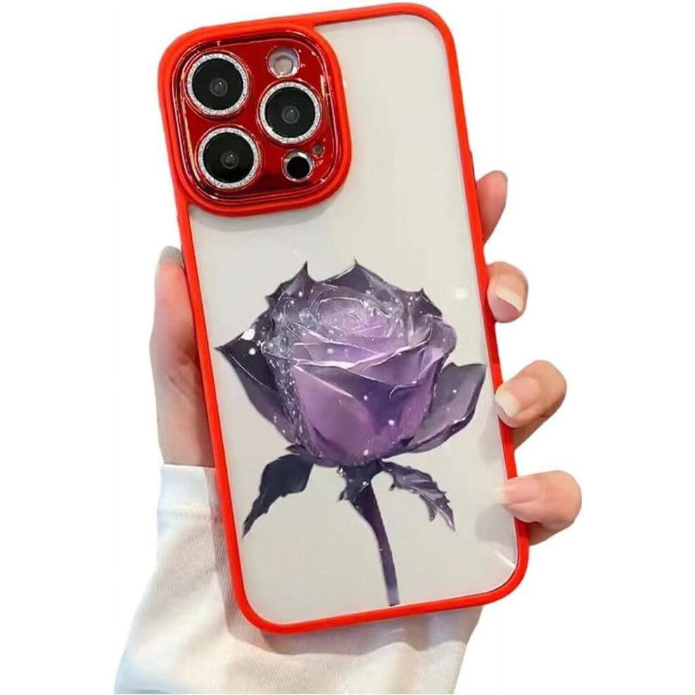 Luxury Matte Rose Glitter Iphone 15 Case Â Shockproof, Camera Lens Protection (, Compatible With Iphone 15) Red 9448483611411
