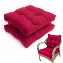 Rocking Chair Cushion Set Red 2-Piece Water-Resistant Thick