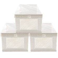 3Pcs Clear Clothes Storage Boxes, Oxford Cloth, Large Capacity, Space-Saving Wardrobe Organizer for Clothing, Jeans, Shirts