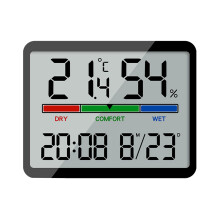 Atomic Clock, Digital Wall Clock Large Display, Date & Temperature Humidity Sensing for Home and Office Use Battery Operated - Black 8280 (New)
