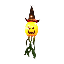 Halloween Hanging Lighted Pumpkin & Witch Hat Decor, Glowing Orange Lights, Indoor/Outdoor Yard Tree Garden Party Display
