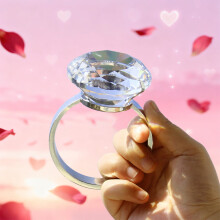 2.36in Crystal Glass Diamond Ring - Proposal Wedding Props, Wedding Decoration, Romantic Home Ornaments, Party Gifts Souvenirs