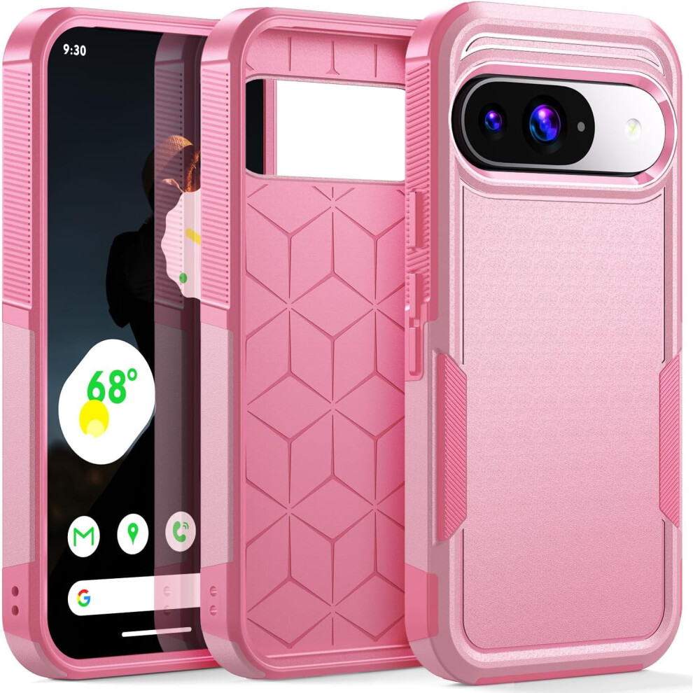 Shockproof Rugged Phone Case For Google Pixel 9/9 Pro Â Military-Grade Drop Protection, Pink 9448483609128