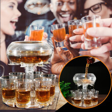 Distributeur de boissons en verre Ă plusieurs becs, 6 doses, 14 x 14 x 16 cm