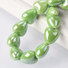10pcs 10mm/12mm Heart Ceramic Porcelain Loose Beads For Jewelry Making-12mm-Light Green