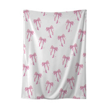Pink Bow Throw Blanket,Coquette Flannel Soft Warm Blanket for Valentine's Day Sofa Couch Travel Bed Decoration 27"x39"
