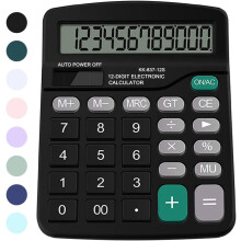 Office Desk Calculator with Solar Power, 12 Digits Large LED Display, Calculators Desktop with Big Buttons, Office Home School Supplies