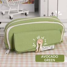 Expandable Pencil Case - 6.7"x8" Large Capacity Zipper Pen Bag, Canvas Stationery Organizer Holds 80 Pens & 20cm Ruler, Doubles as Cosmetic Pouch
