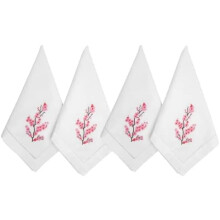 Embroidered Cotton Napkins Cherry Blossom Design 4-Pack