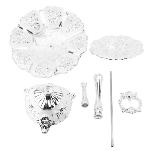 2-Tier Alloy Cupcake Tower Stand Silver White Elegant Cake Display Holder 2
