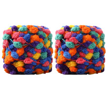 Multi-color Pom Pom Yarn, 2 Rolls (100g/Roll), Soft Polyester Snowball Yarn for Crochet, Knitting & Handcrafts – Compatible with Type 12